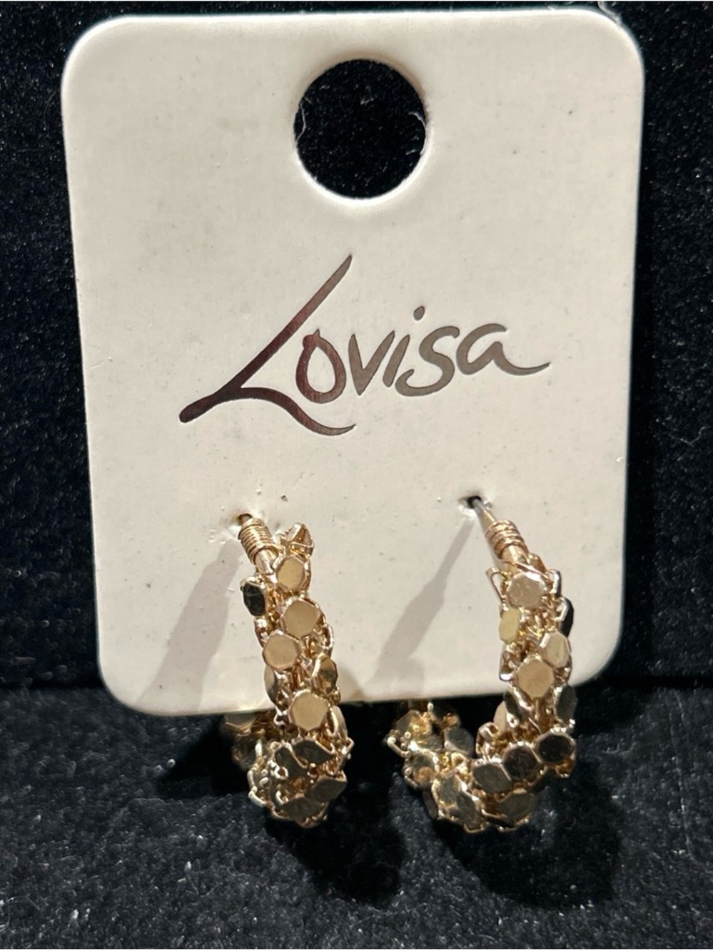 Gold color Textured Hoop Earrings
